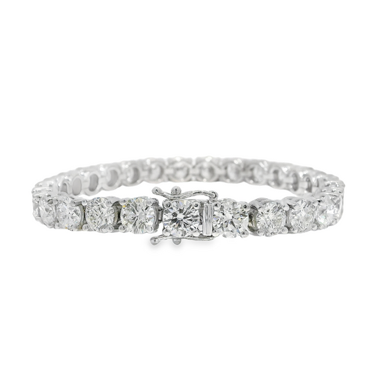 20.74CT Round Cut Lab Diamond 4 Prong Tennis Bracelet 14K Gold