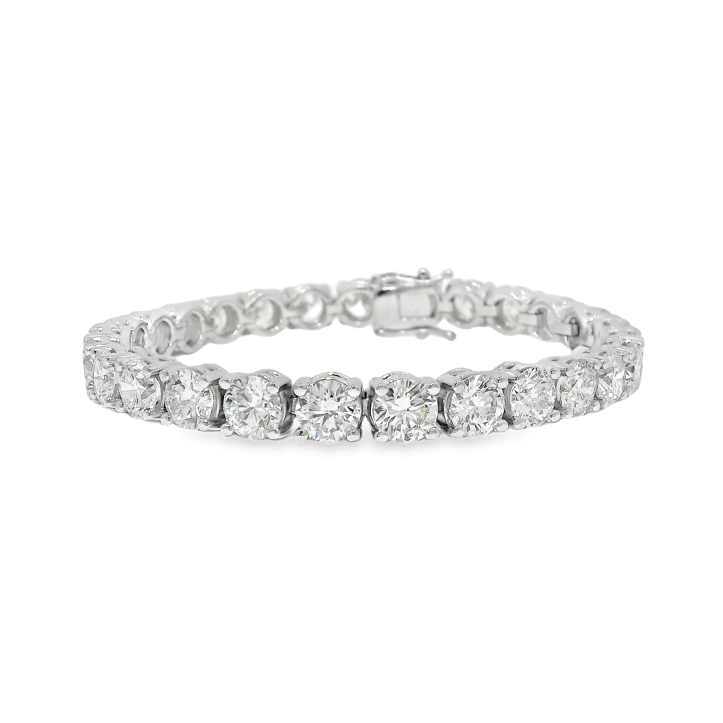 20.74CT Round Cut Lab Diamond 4 Prong Tennis Bracelet 14K Gold