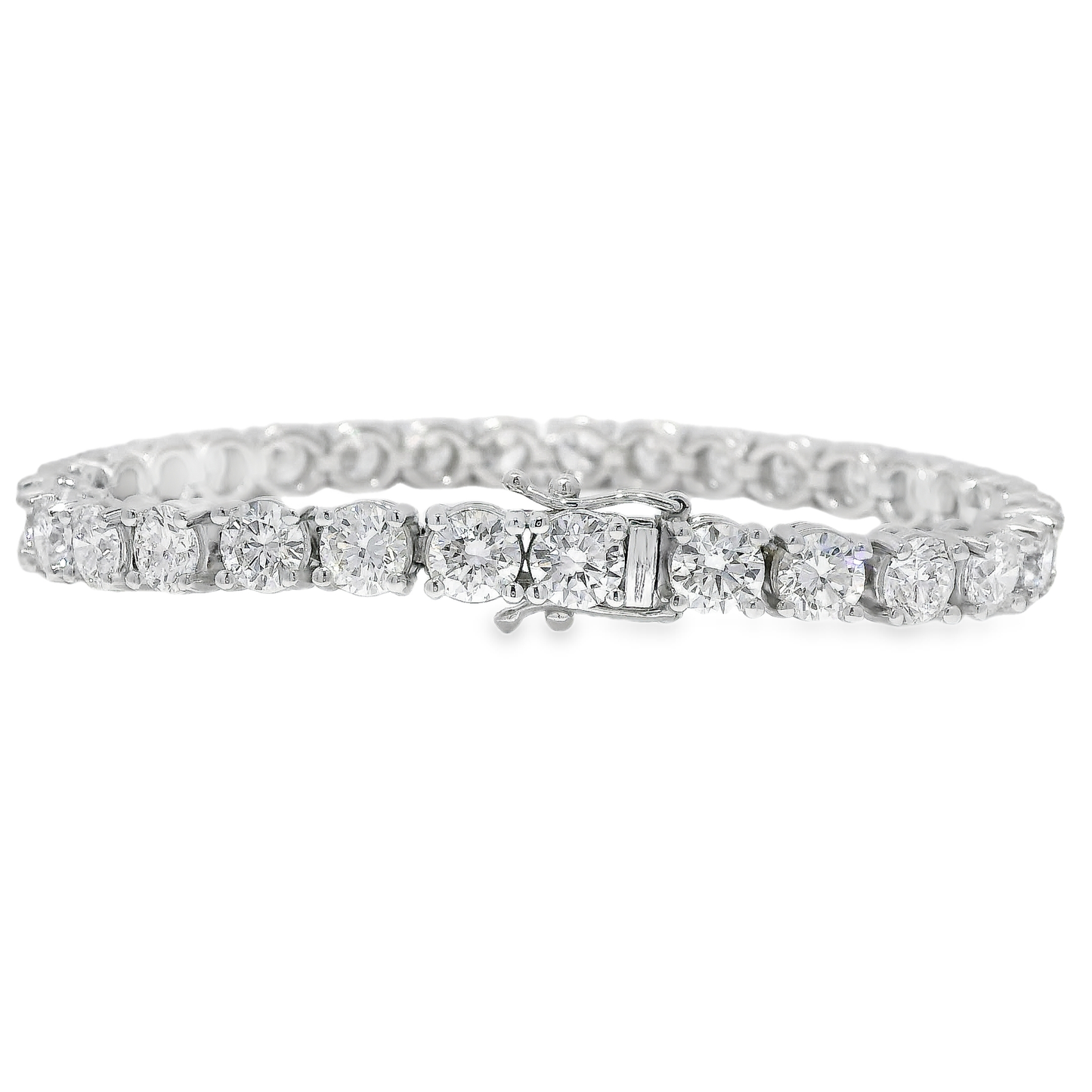 15.31CT Round Cut Lab Diamond 4 Prong Tennis Bracelet 14K White Gold