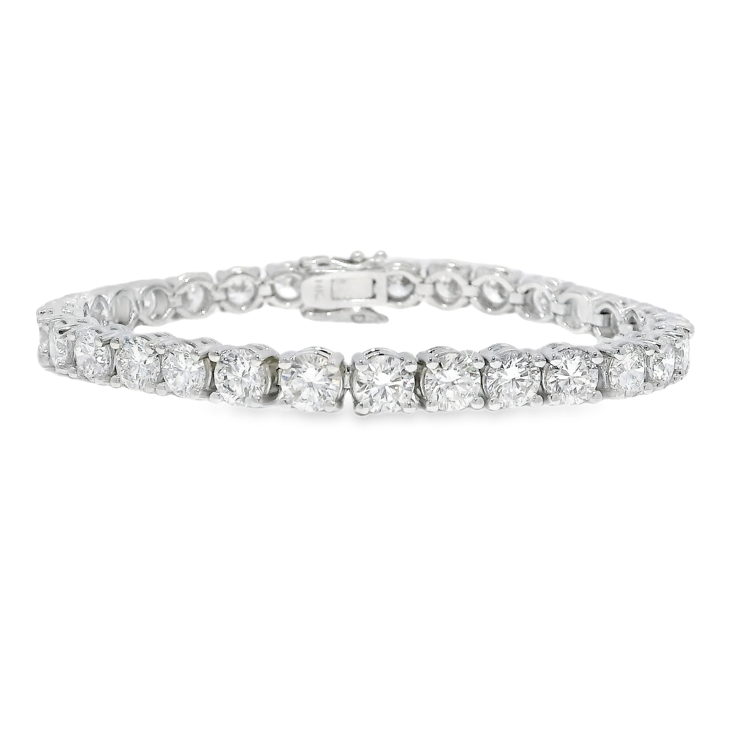15.31CT Round Cut Lab Diamond 4 Prong Tennis Bracelet 14K White Gold