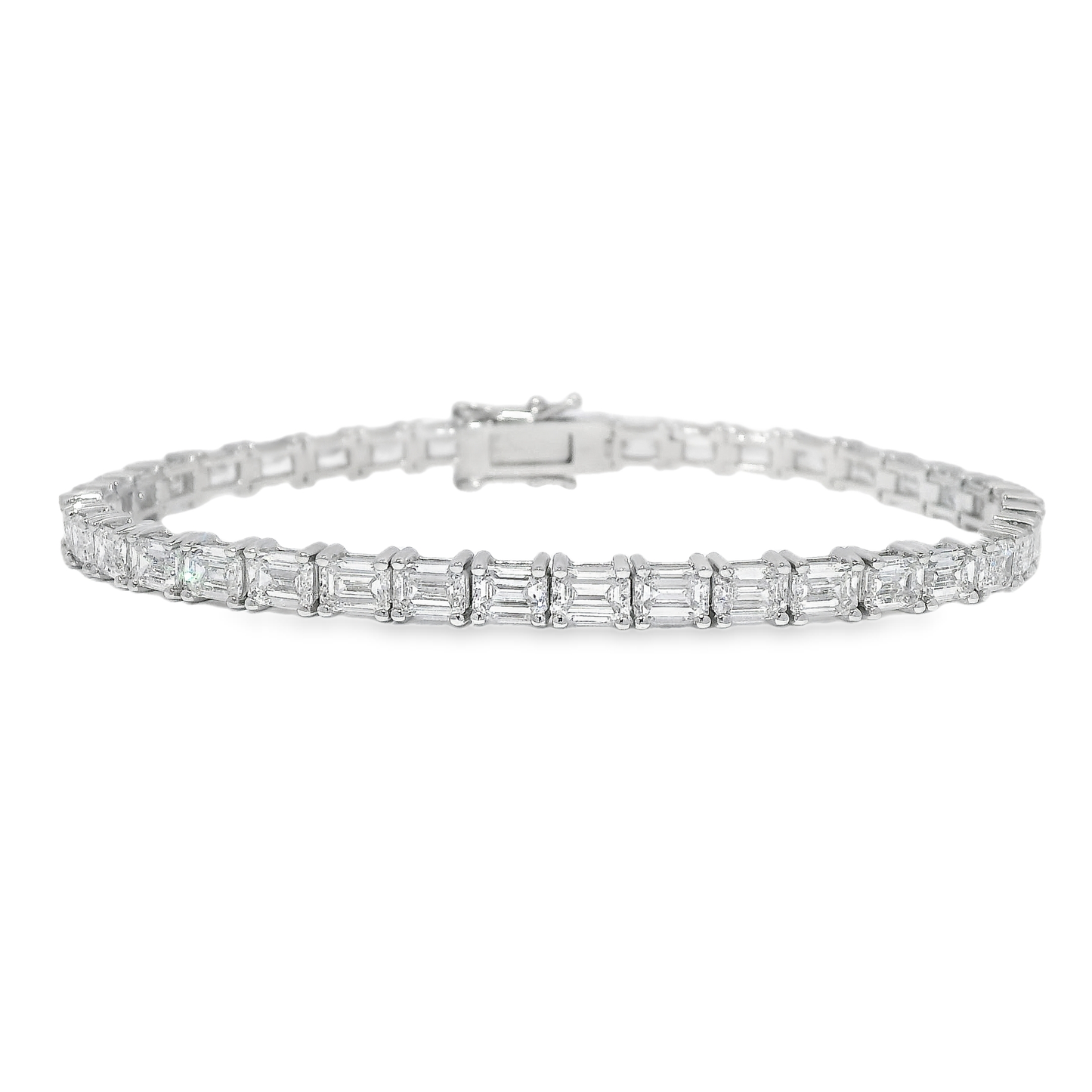 10.68CT Emerald Cut Lab Diamond 4 Prong Tennis Bracelet 14K Gold