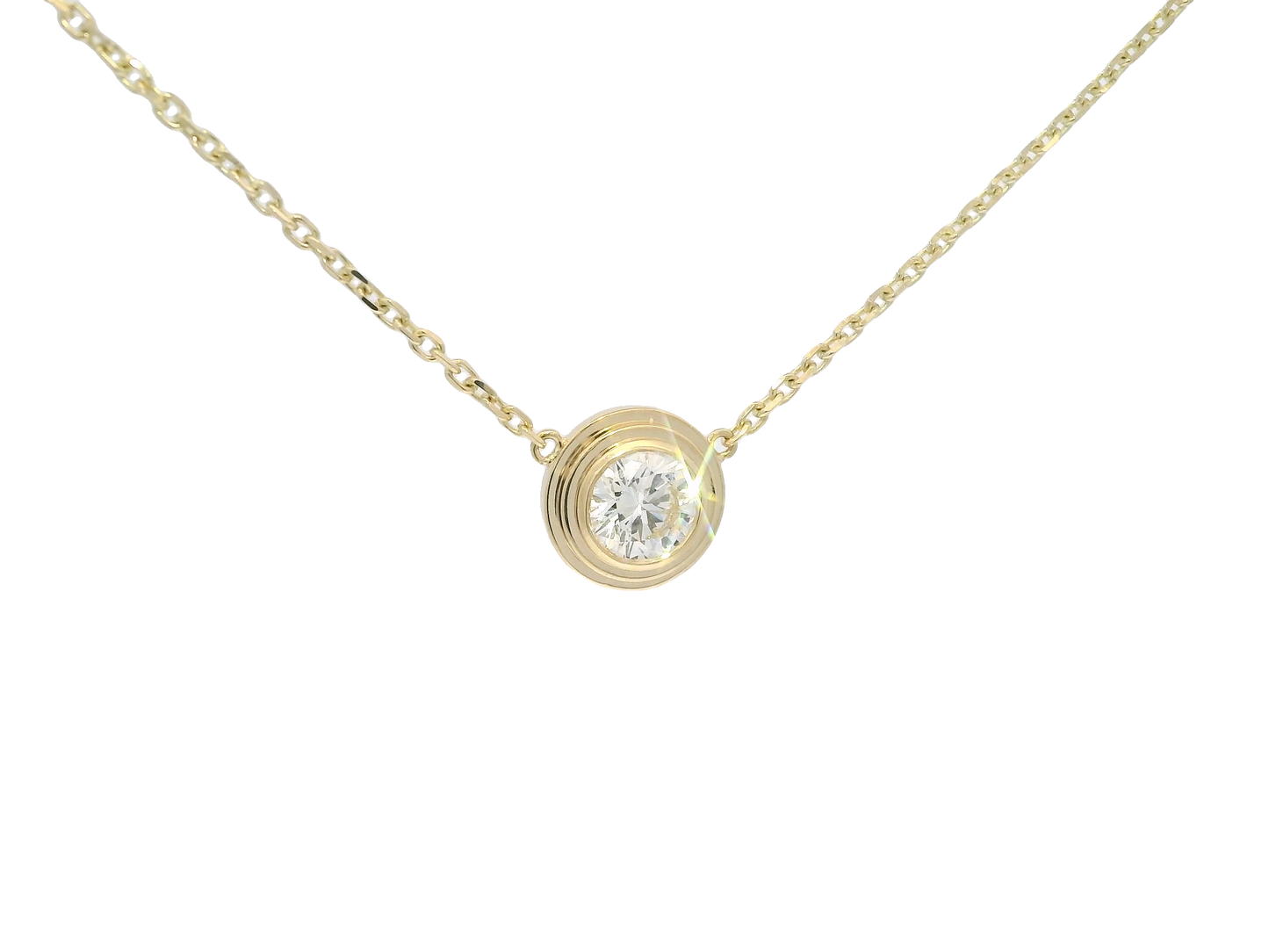 1.05CT Lab Diamond Bezel Set Pendant 14K Yellow Gold