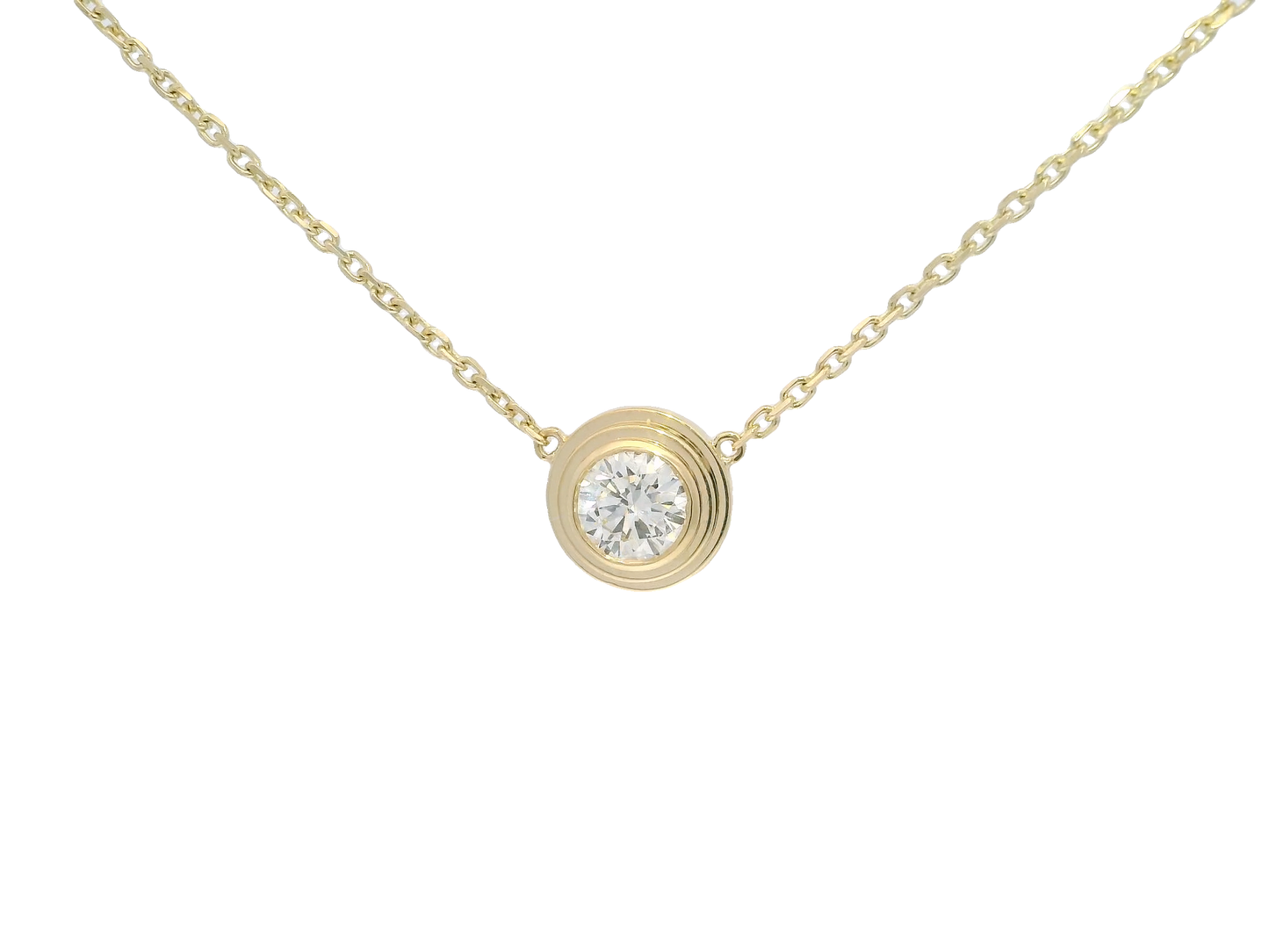 1.05CT Lab Diamond Bezel Set Pendant 14K Yellow Gold