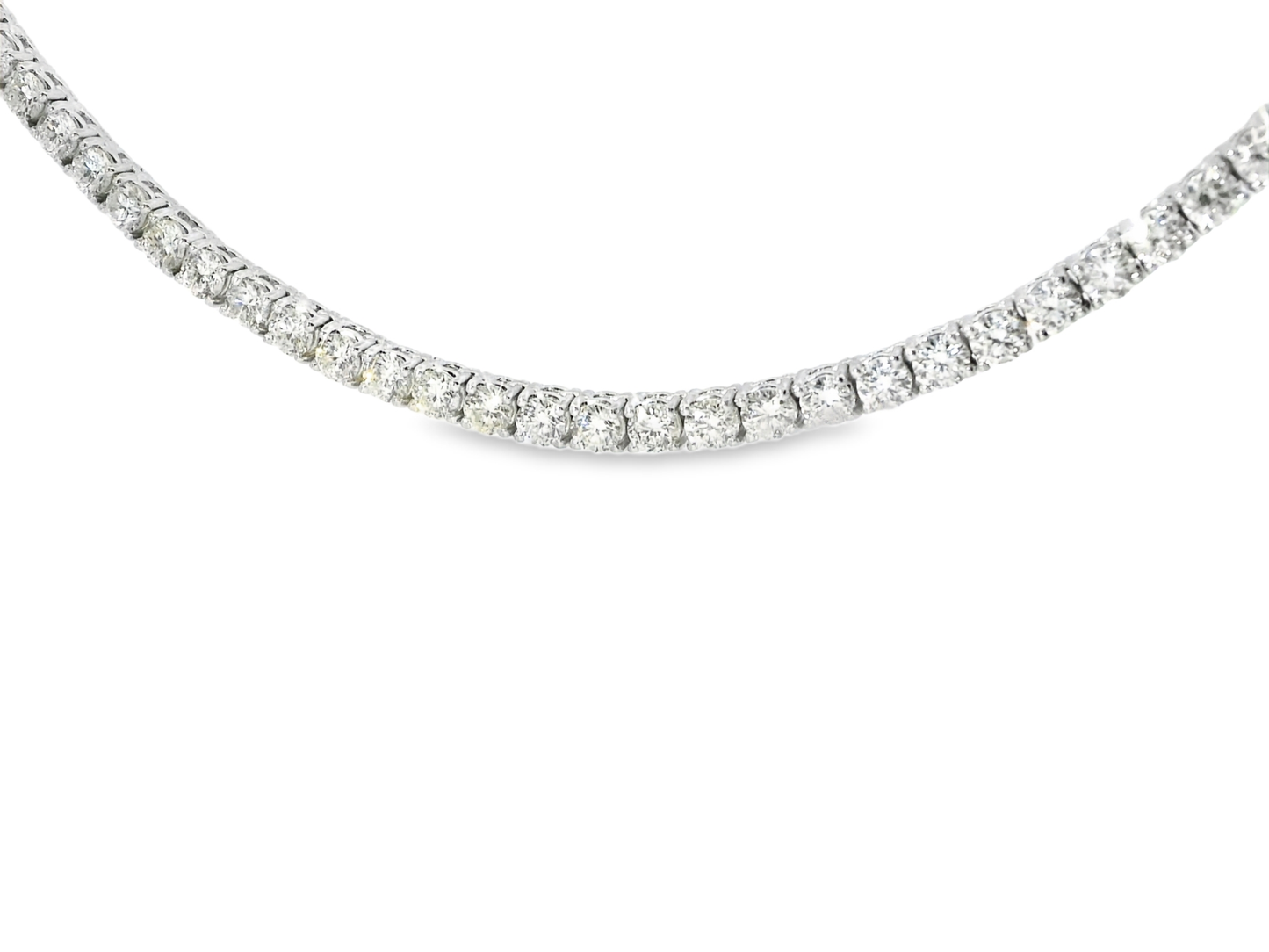 9.53CT Round Cut Diamond 4 Prong Tennis Necklace 14K Gold