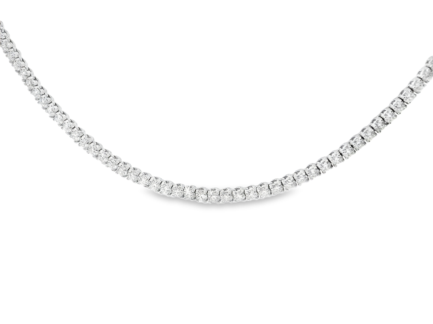 2.31CT Round Cut Diamond 4 Prong Tennis Necklace 14K Gold