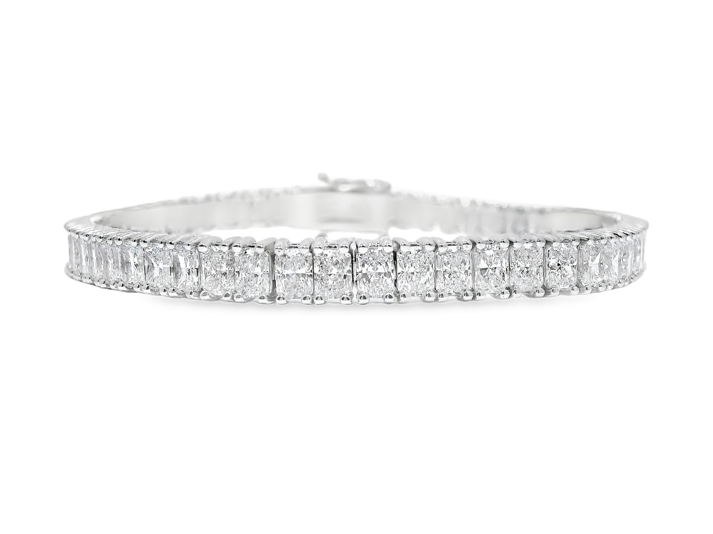 11.87CT Emerald Cut Lab Diamond Tennis Bracelet 14K White Gold