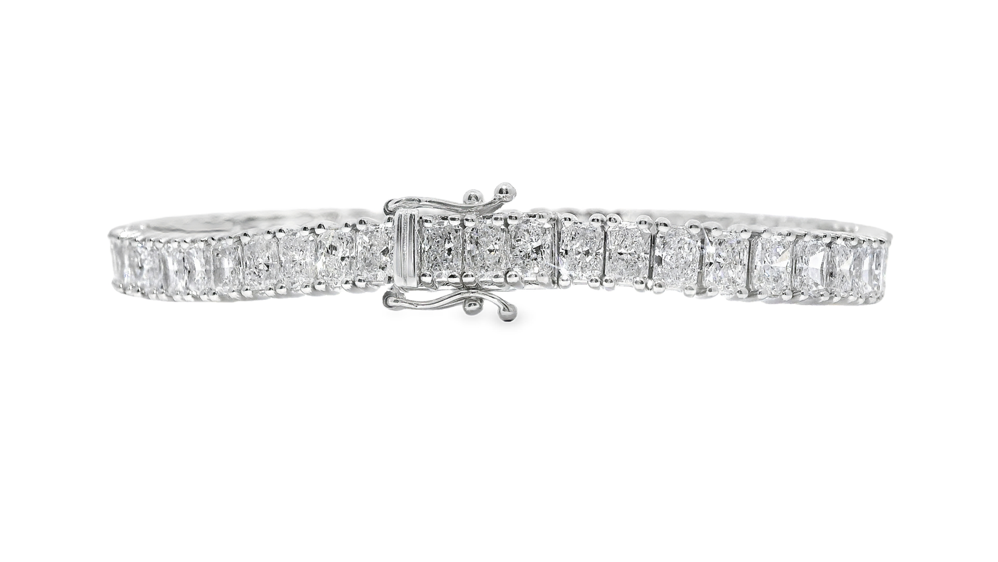 11.87CT Emerald Cut Lab Diamond Tennis Bracelet 14K White Gold