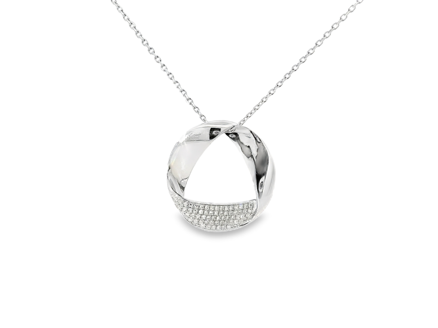 0.18CT Diamond Twist Pendant 14K White Gold
