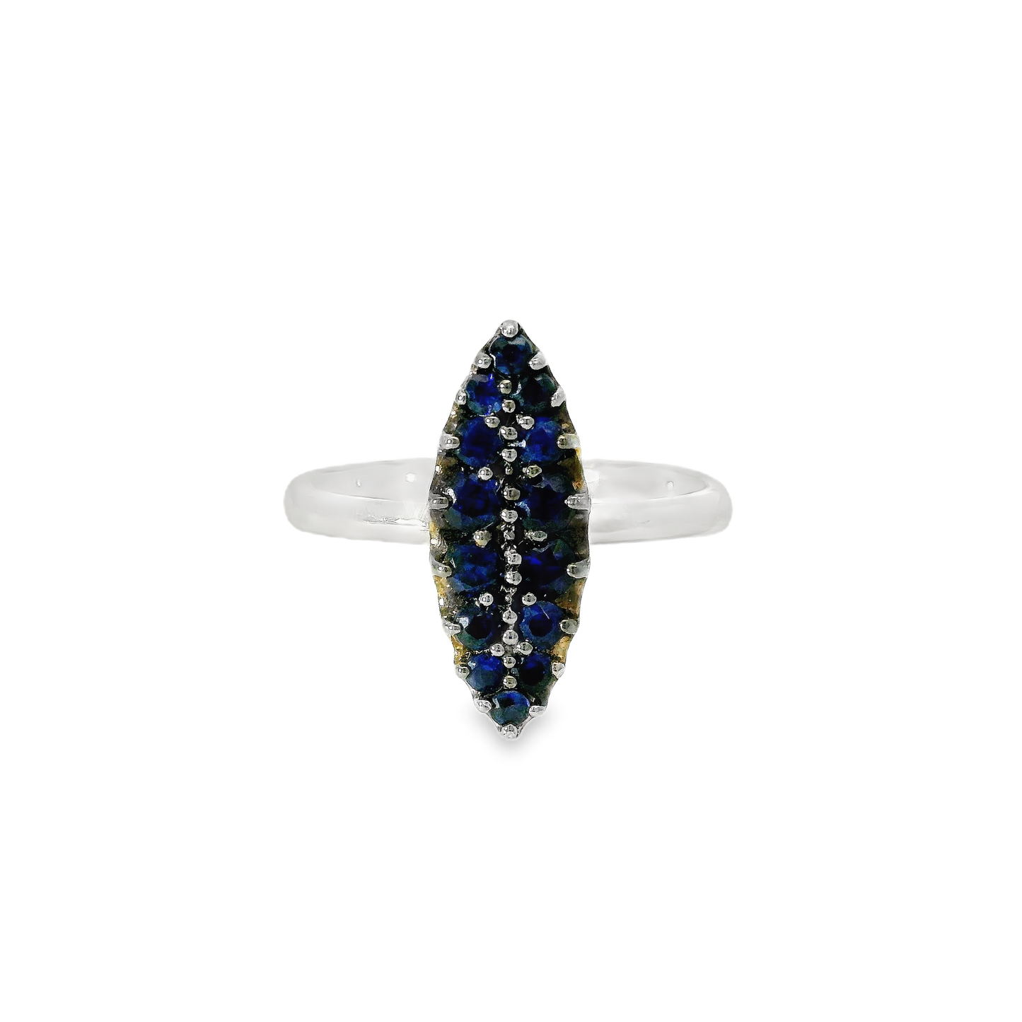 0.53CT Blue Sapphire Ring 14K White Gold