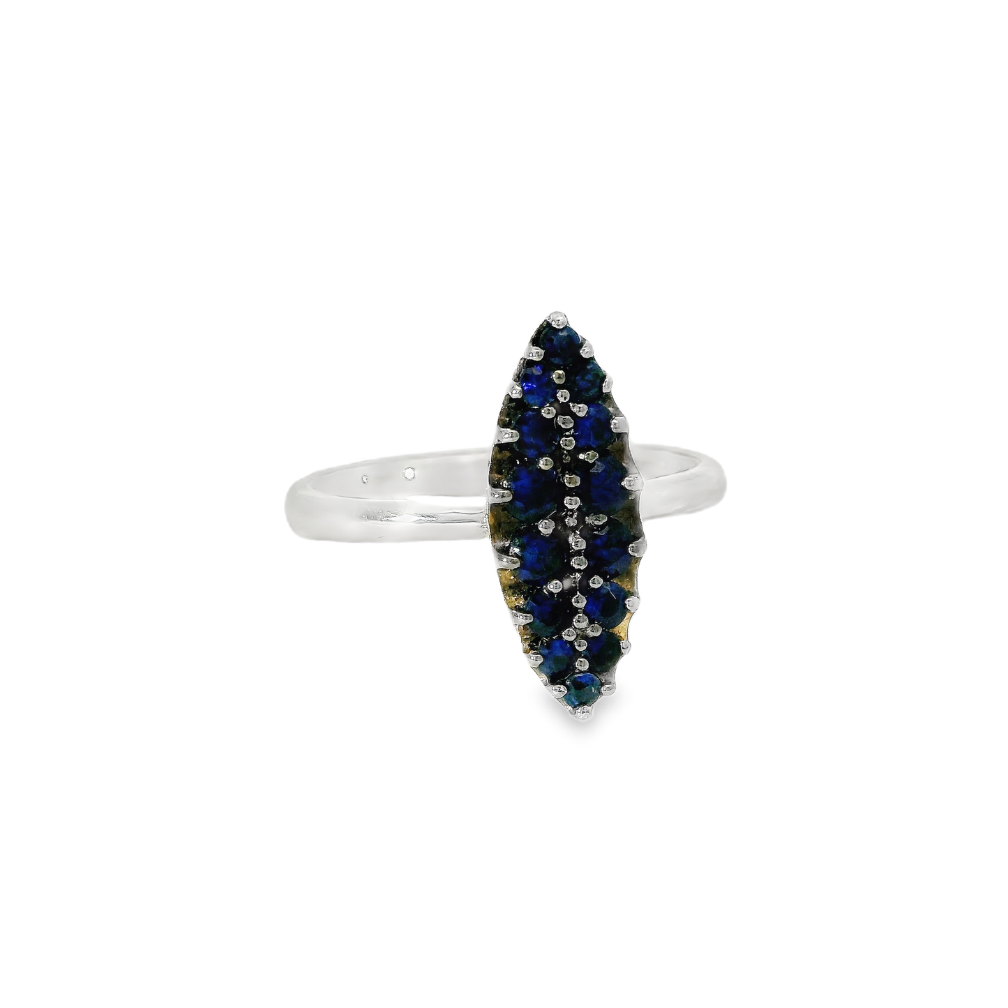 0.53CT Blue Sapphire Ring 14K White Gold