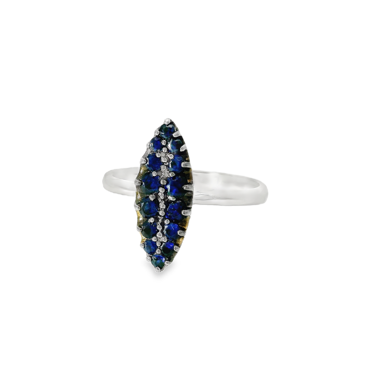 0.53CT Blue Sapphire Ring 14K White Gold