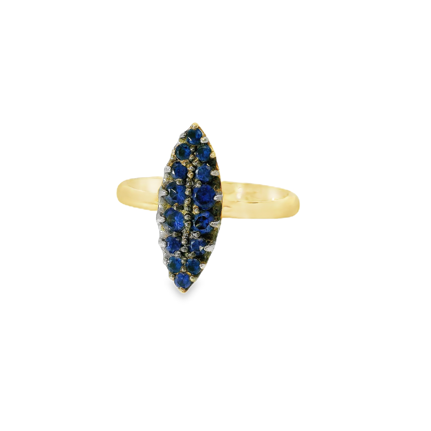 0.71CT Blue Sapphire Ring 14K Yellow Gold