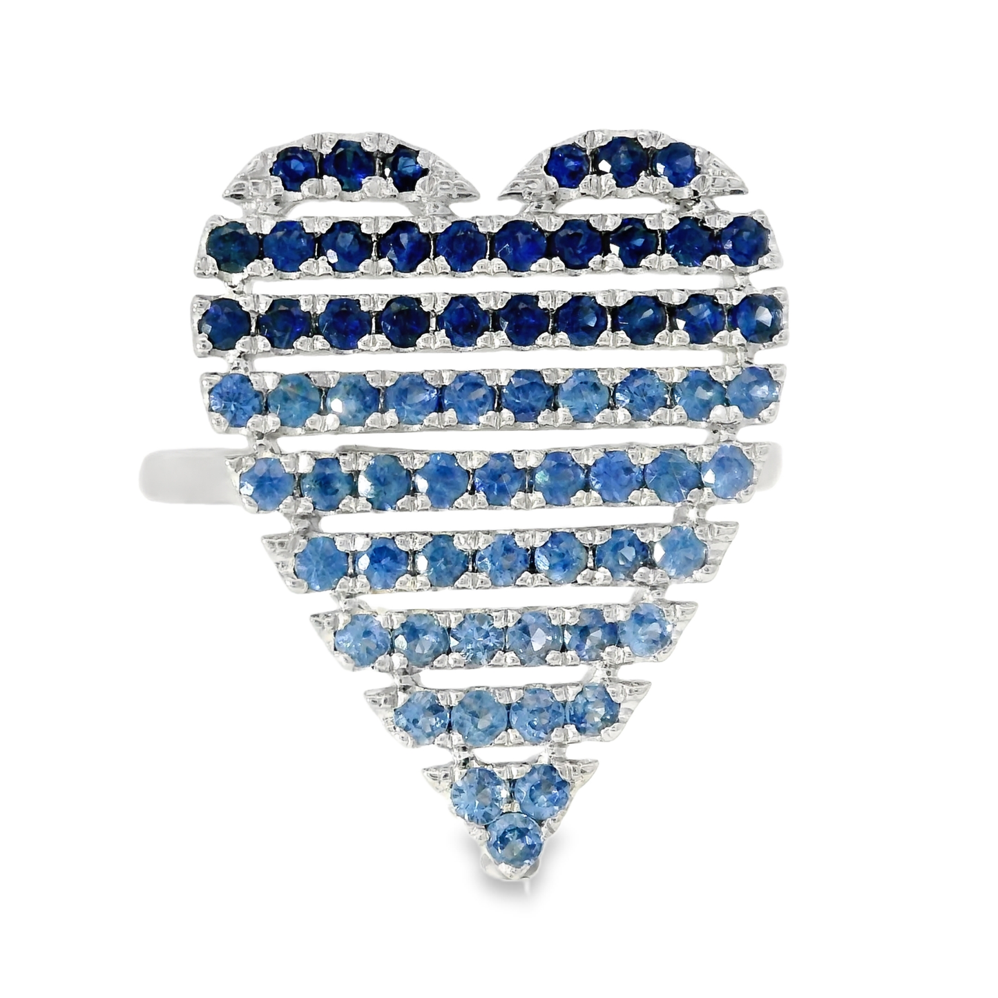 0.97CT Blue Sapphire Heart Shaped Ring 14K White Gold