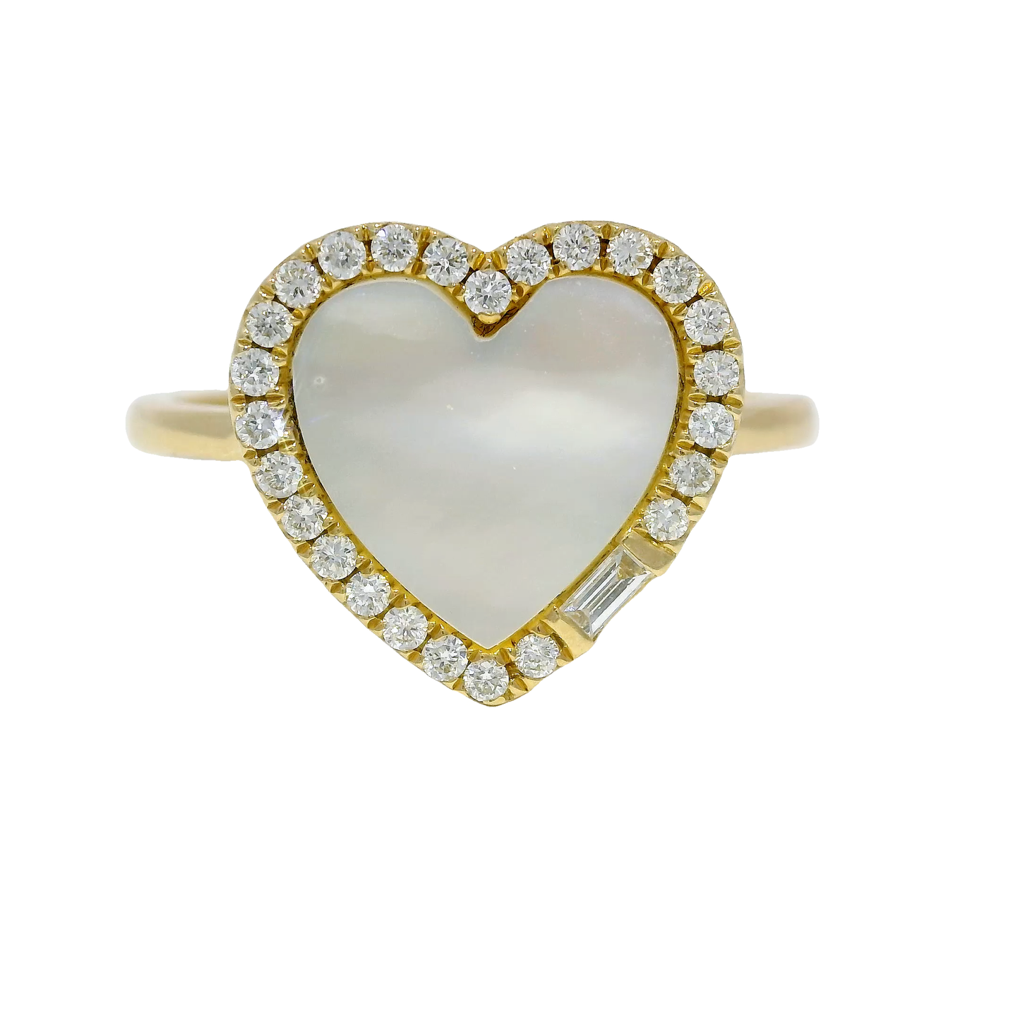 1.25CT Diamond Heart with Mother of Pearl 14K Yellow Gold