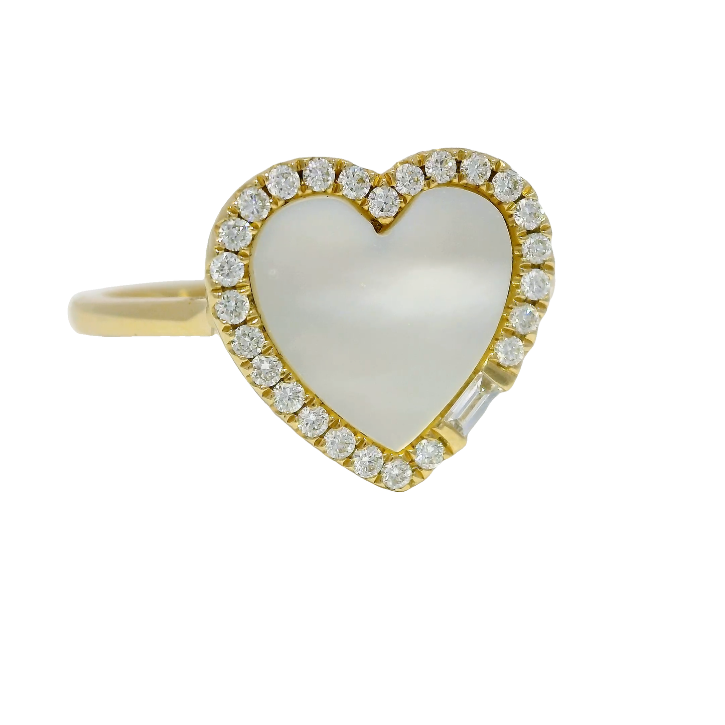 1.25CT Diamond Heart with Mother of Pearl 14K Yellow Gold