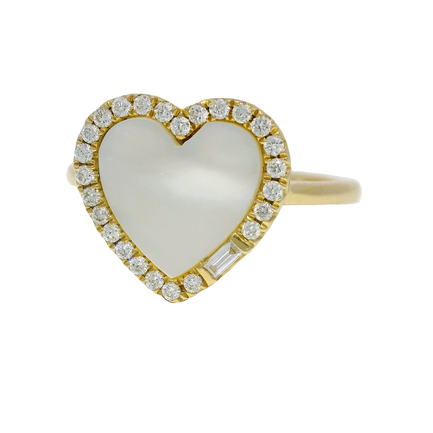 1.25CT Diamond Heart with Mother of Pearl 14K Yellow Gold