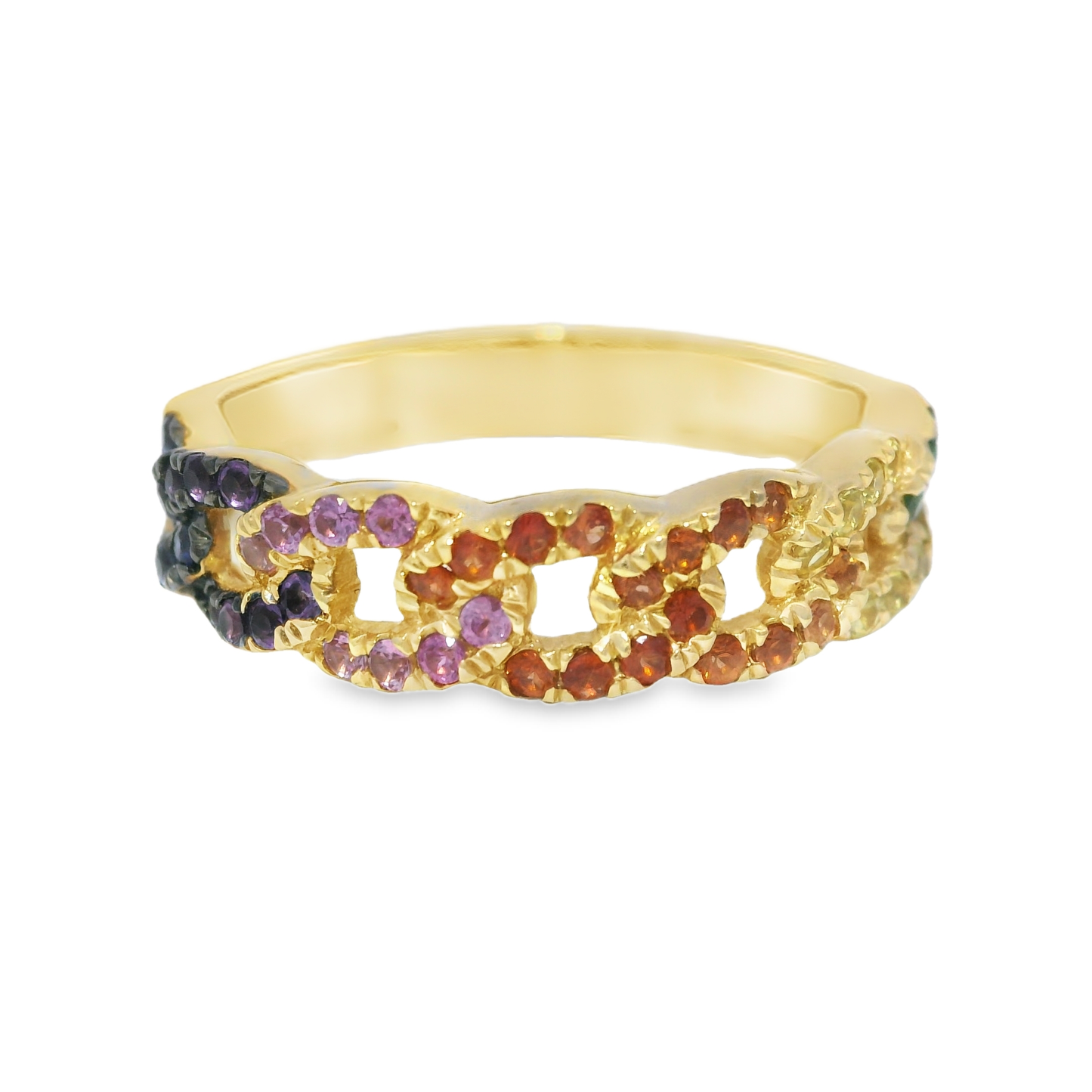 0.52CT Mixed Sapphire Ring 14k Yellow Gold