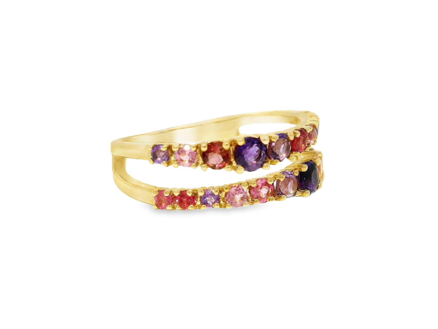 0.12CT Diamond & 0.32CT Amethyst Ring 14k Yellow Gold