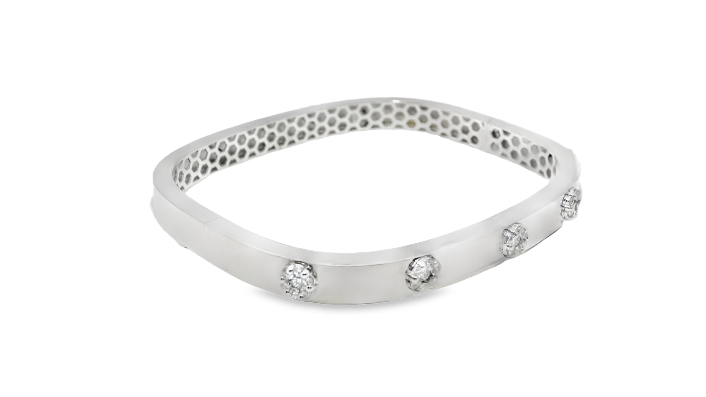 0.70CT Diamond Bangle 18k White Gold