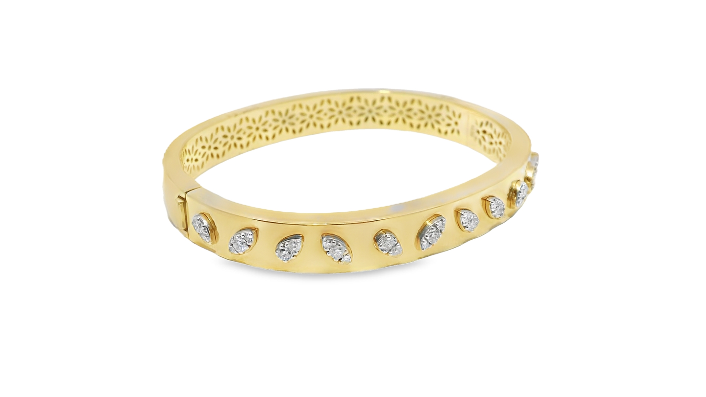 0.84CT Diamond Bangle 14k Yellow Gold