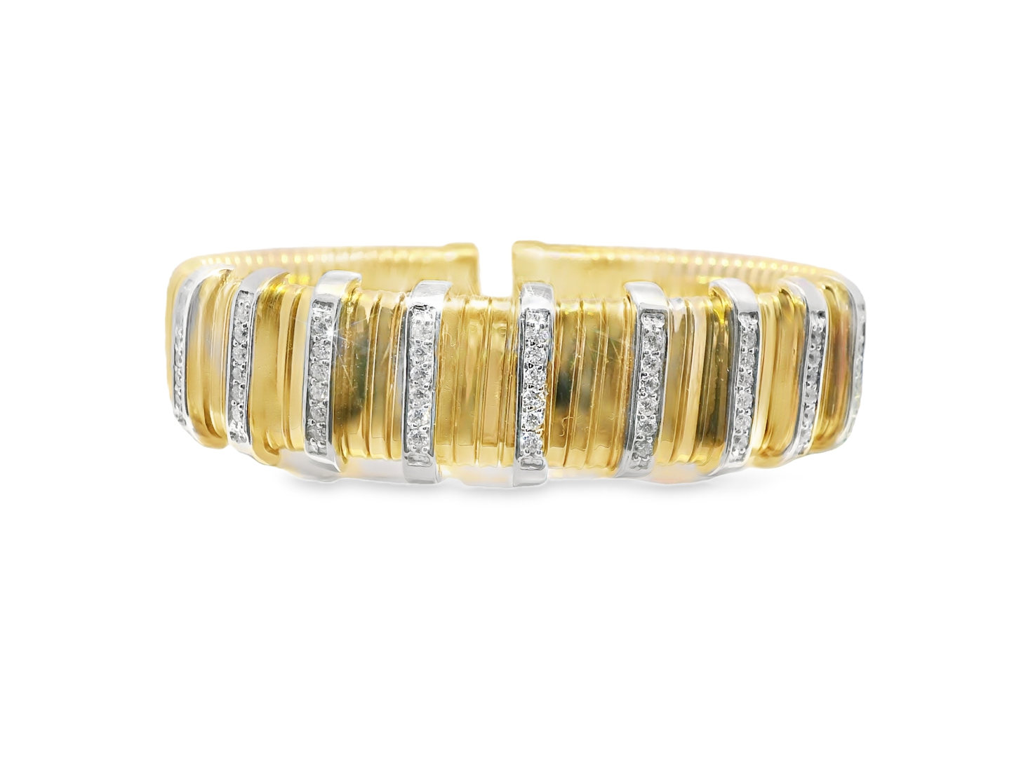 0.76CT Diamond Bangle 14k Yellow Gold