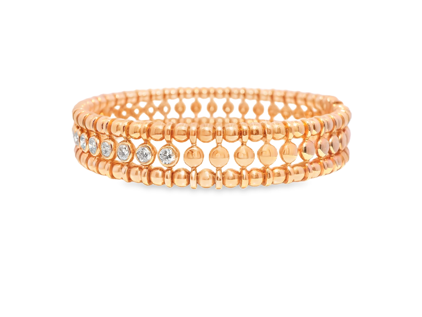 1.16CT Bezel Diamond Bangle 18k Rose Gold