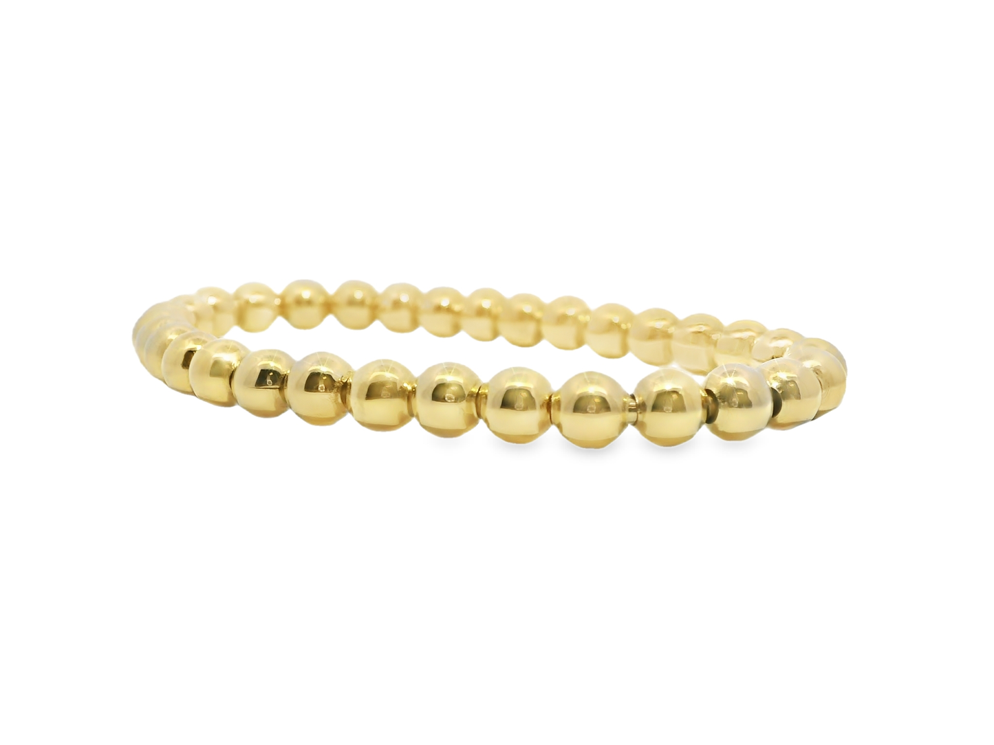 Plain Gold Beads Stretch Bangle 14k Gold