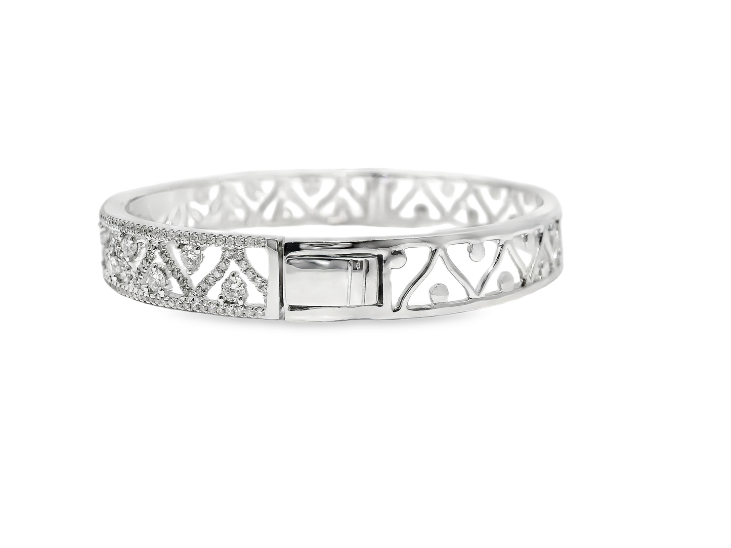 1.85CT Diamond Bangle 18k White Gold