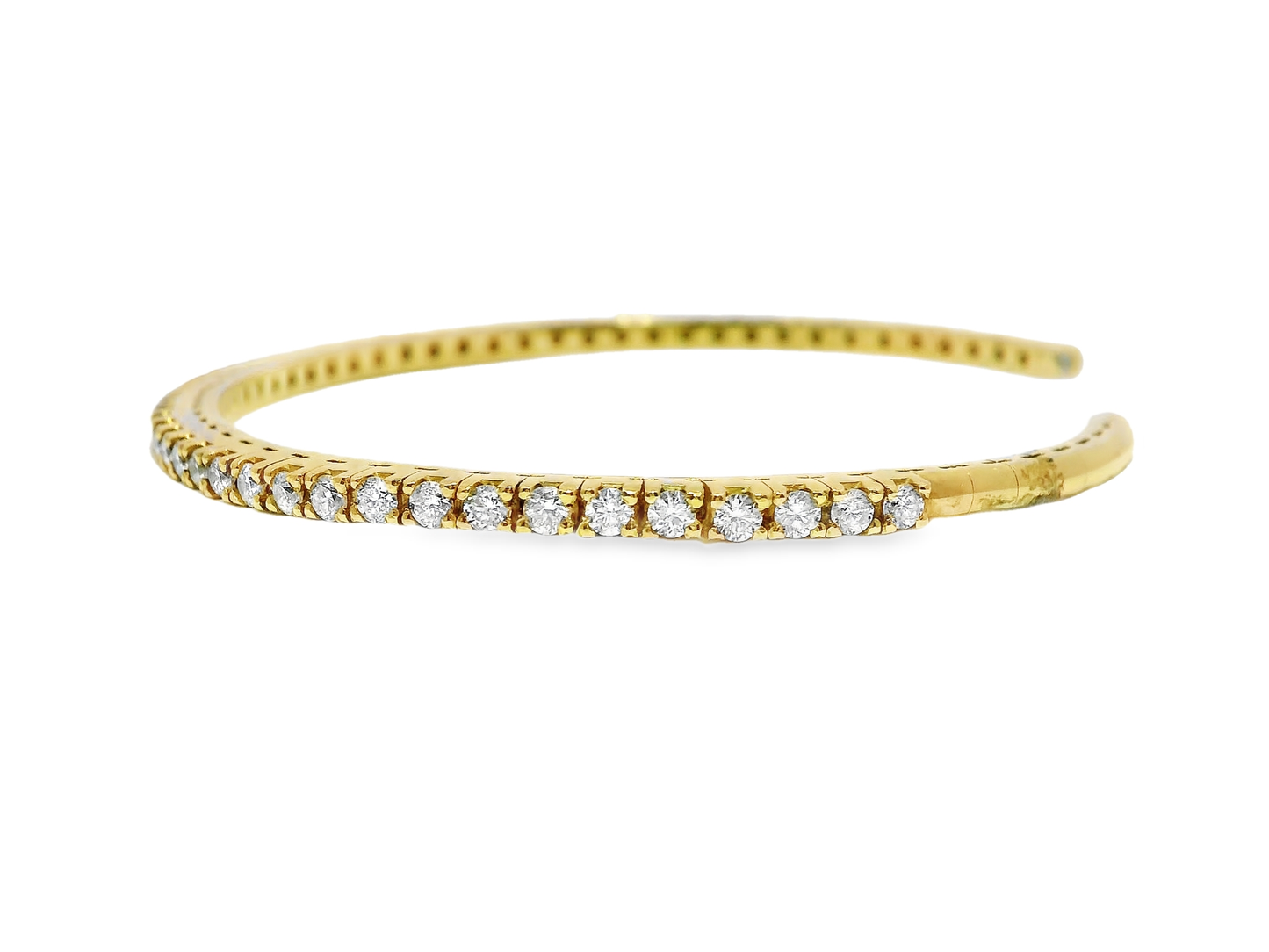 1.74CT Diamond Bangle 14k Yellow Gold