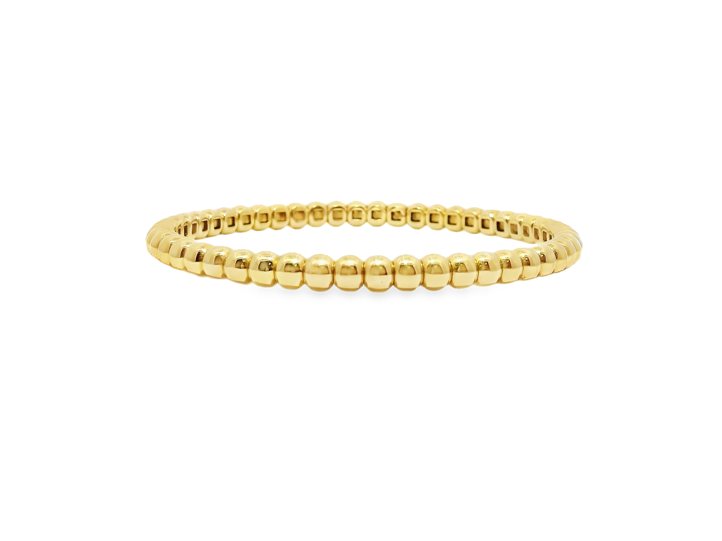 Plain Gold Beads Stretch Bangle 14k Gold