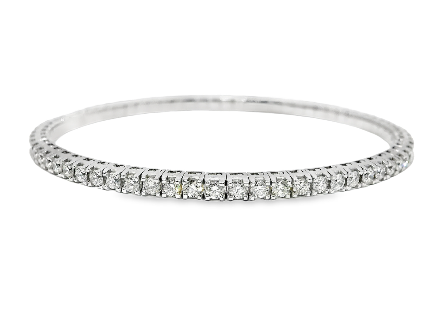 3.95CT Diamond Stretch Bangle 18k White Gold