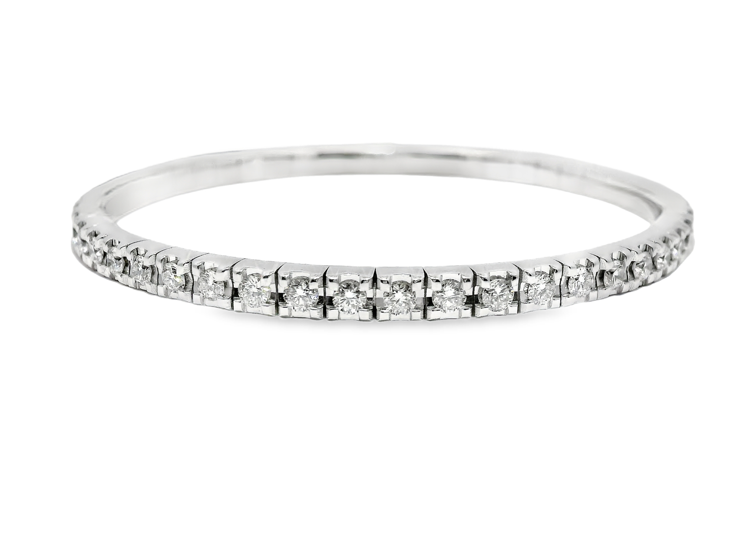 3.21CT Diamond Stretch Bangle 18k White Gold