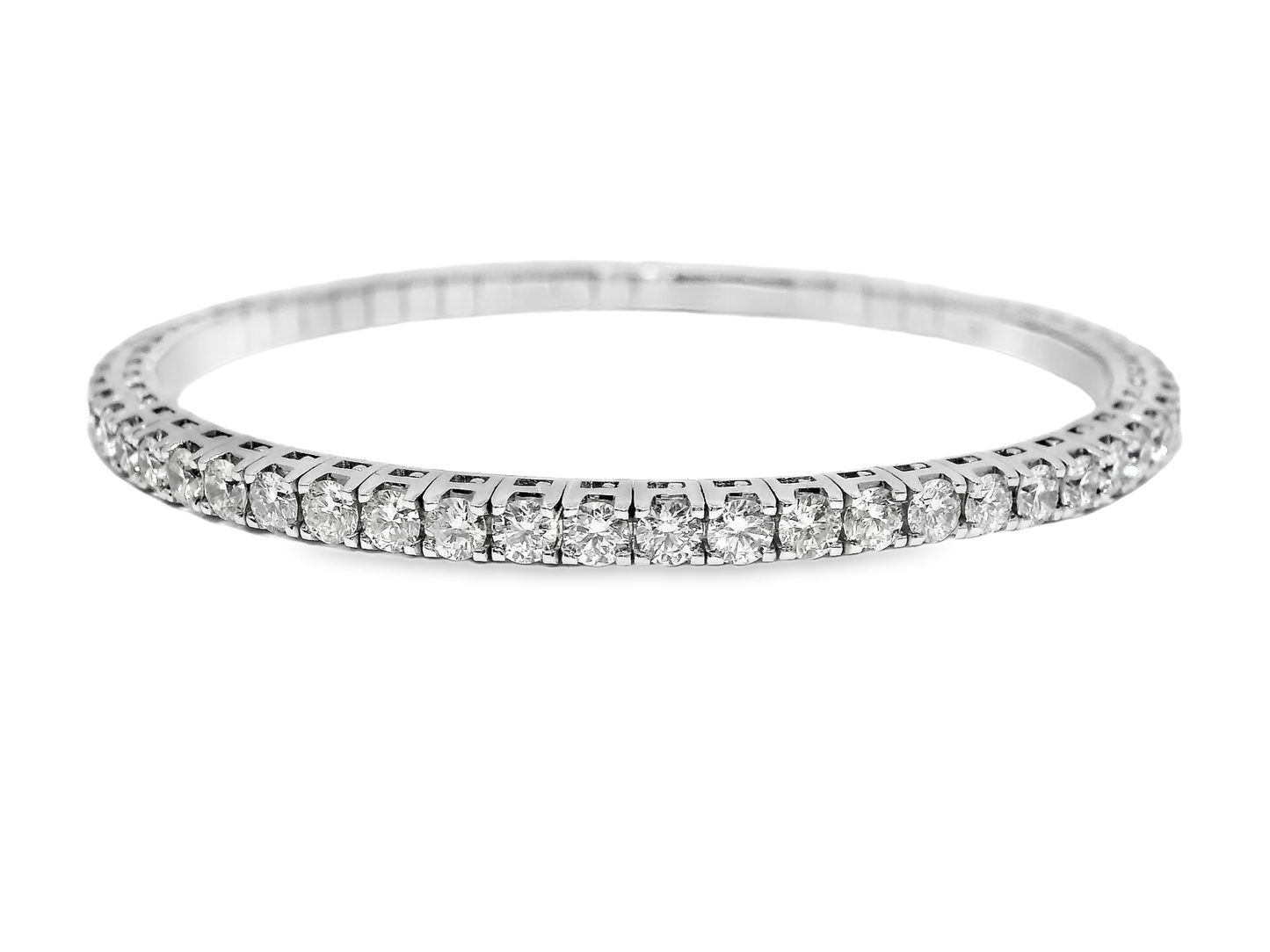 5.44CT Diamond Stretch Bangle 18k White Gold