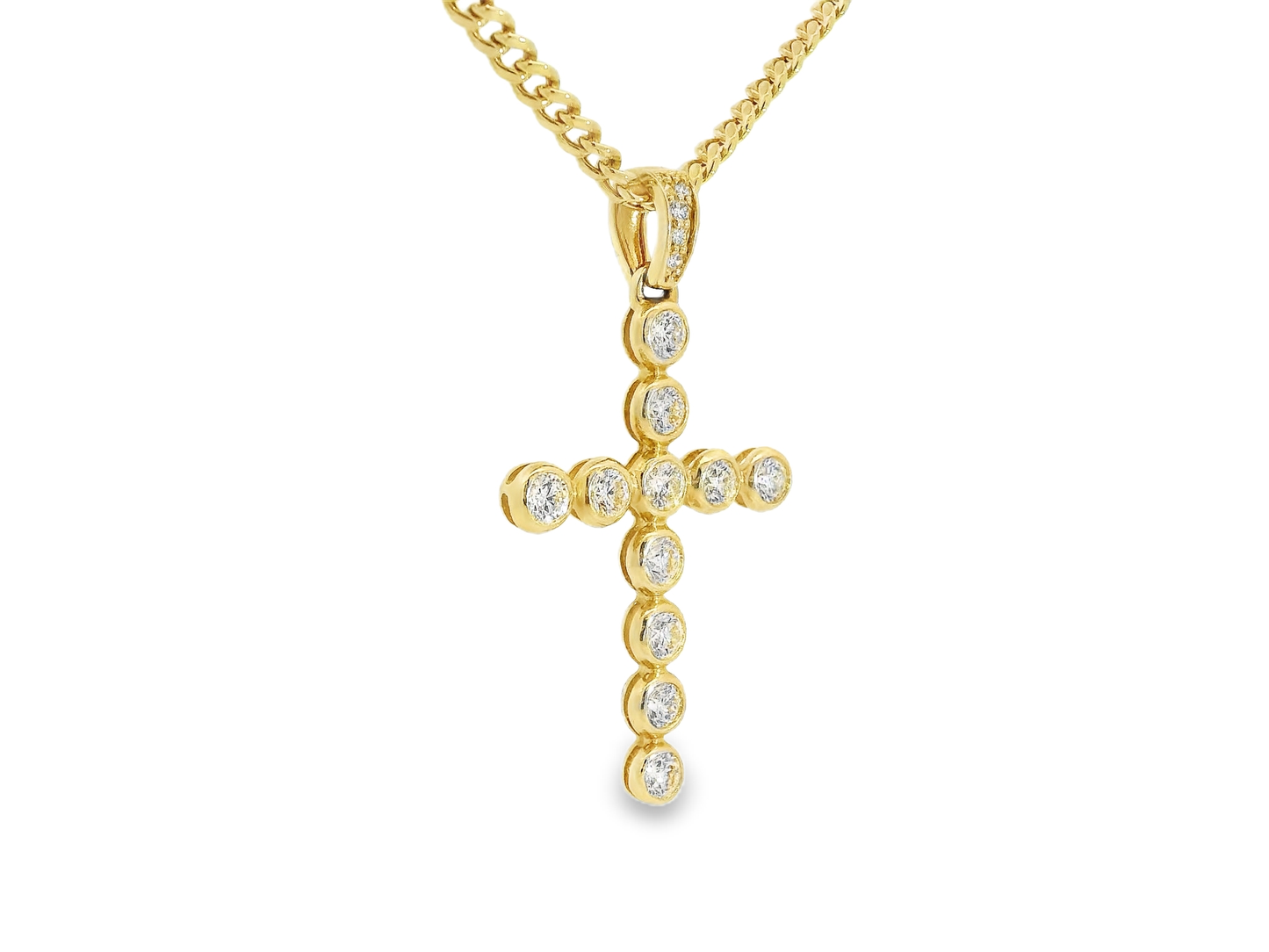 2.79Ct Diamond Cross Pendant 14k Yellow Gold