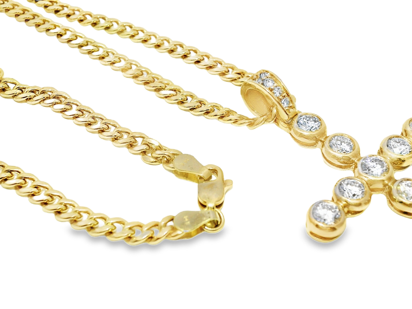 2.79Ct Diamond Cross Pendant 14k Yellow Gold