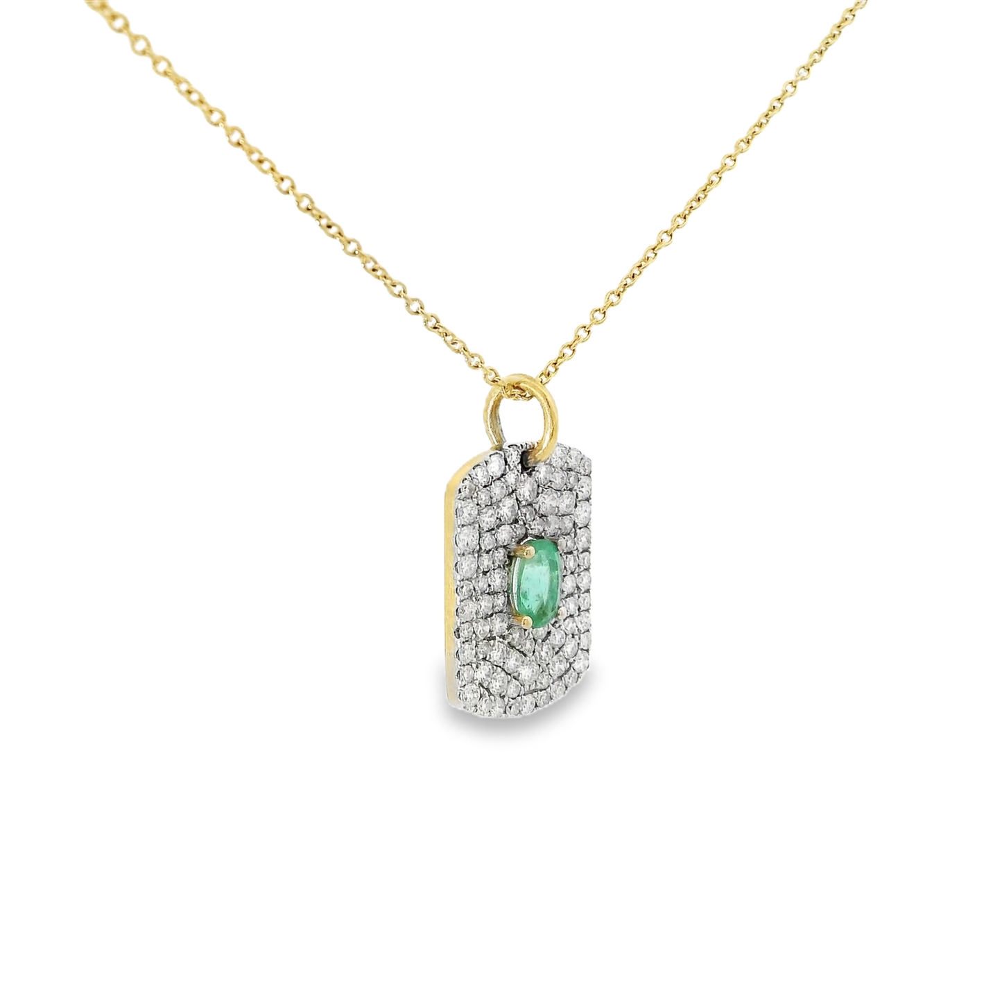 0.94Ct Diamond 0.40CT Emerald Pendant 14k Yellow Gold