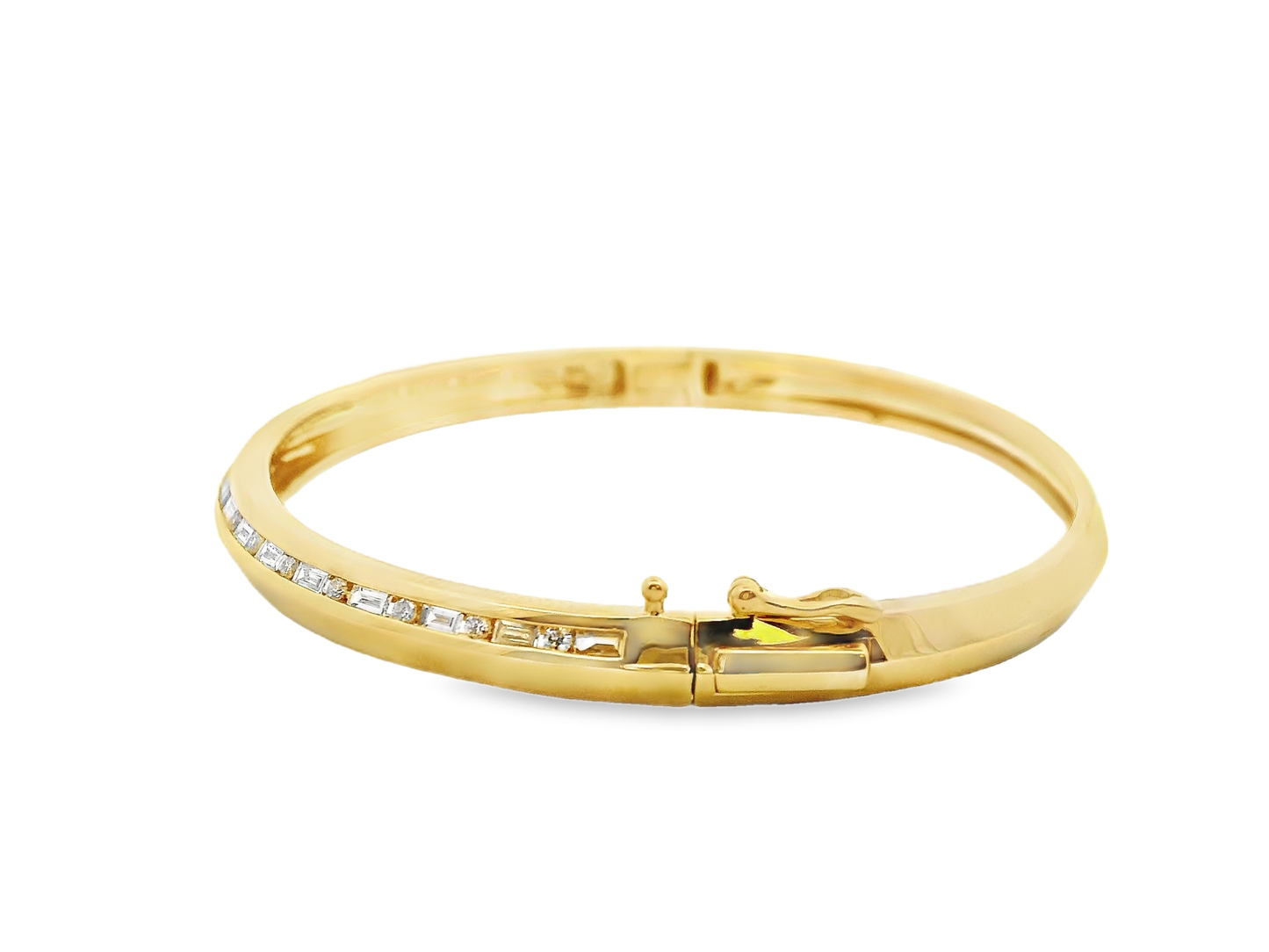 0.98CT Diamond Bangle 14k Yellow Gold