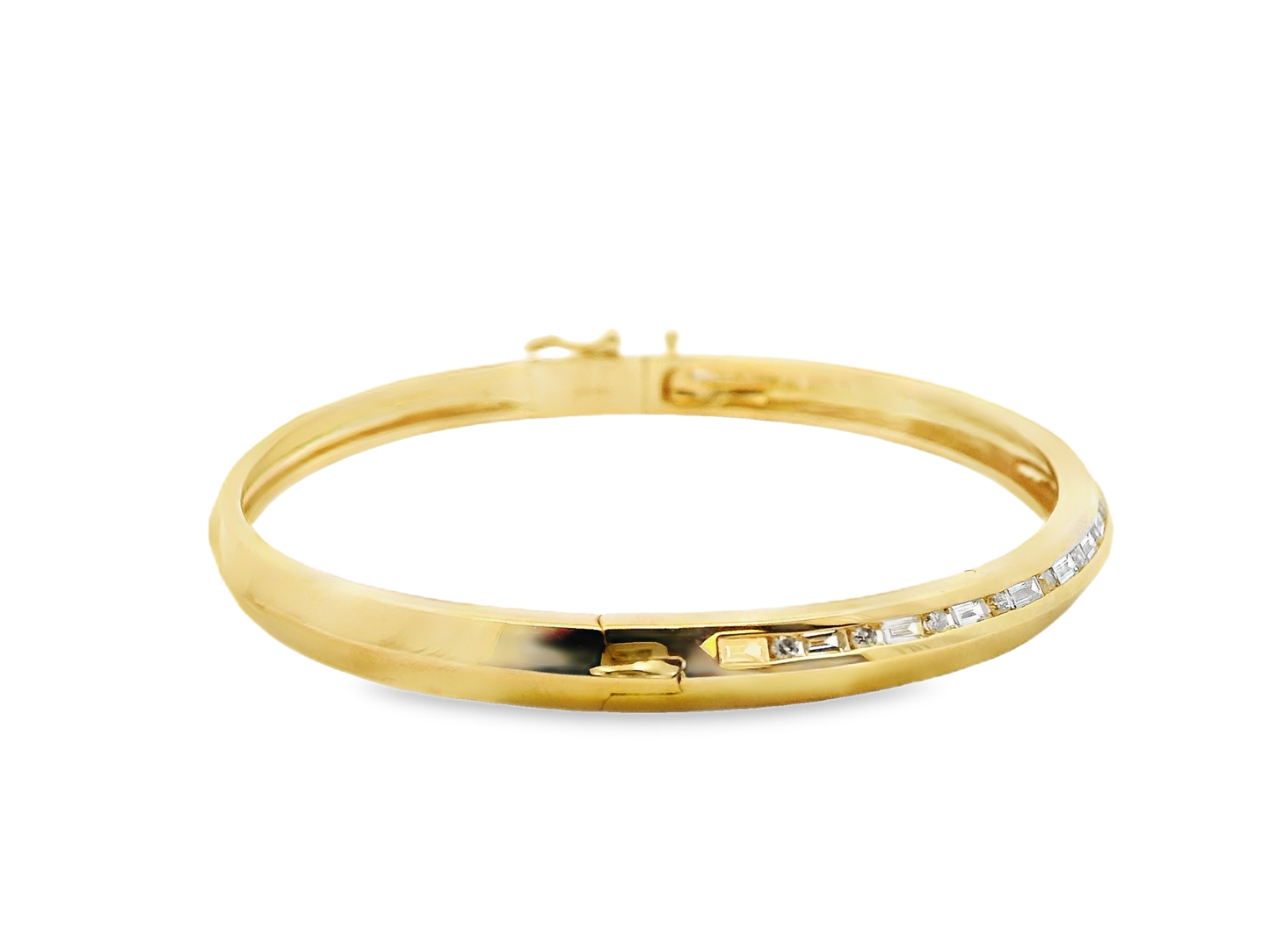 0.98CT Diamond Bangle 14k Yellow Gold