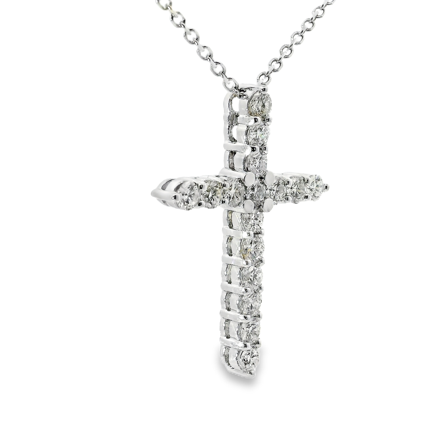 3.96CT Diamond Cross Pendant 14k White Gold