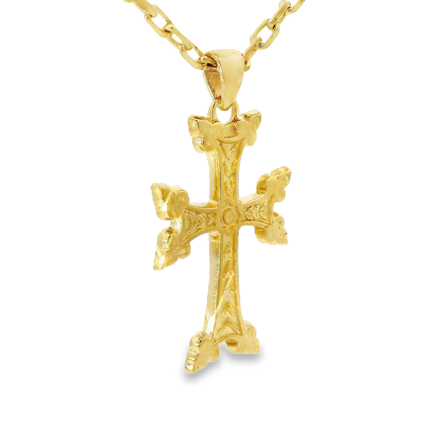 Plain Diamond Cross Pendant 14k Yellow Gold