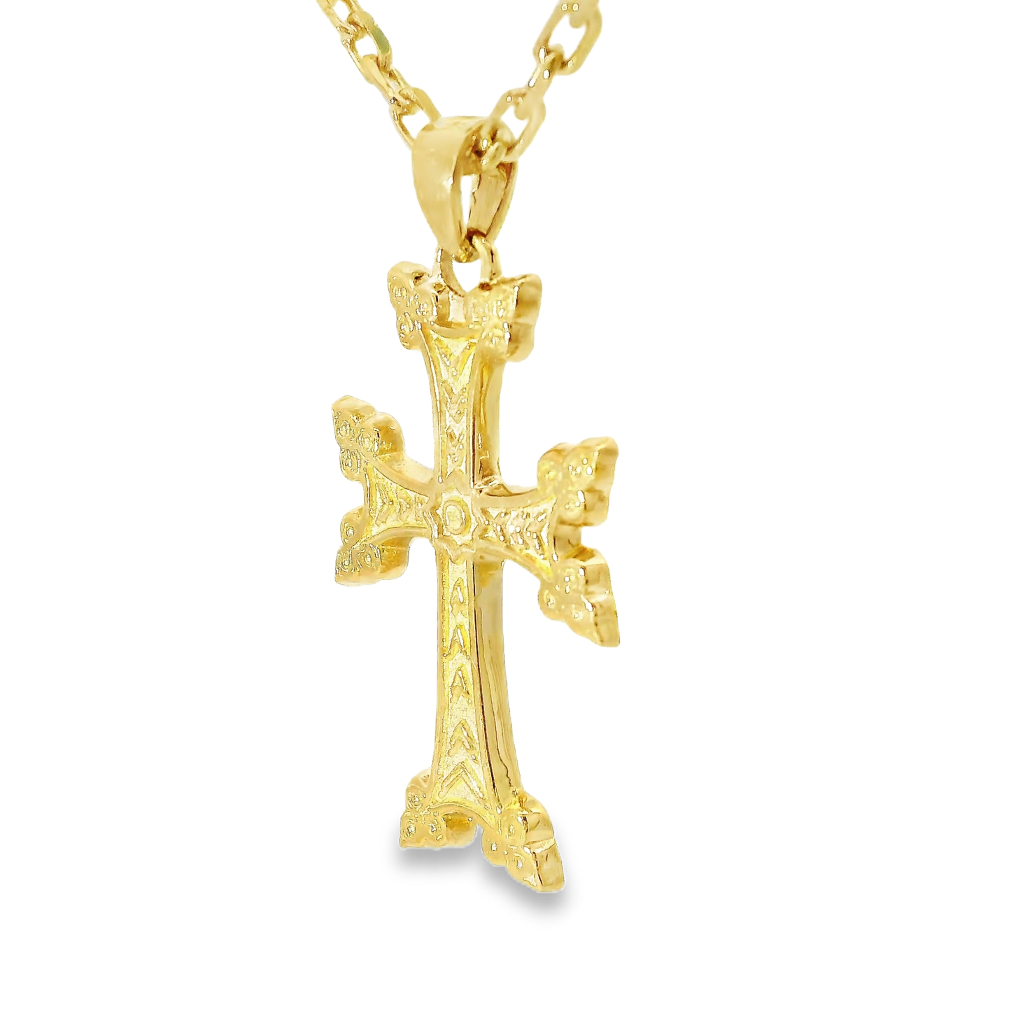 Plain Diamond Cross Pendant 14k Yellow Gold