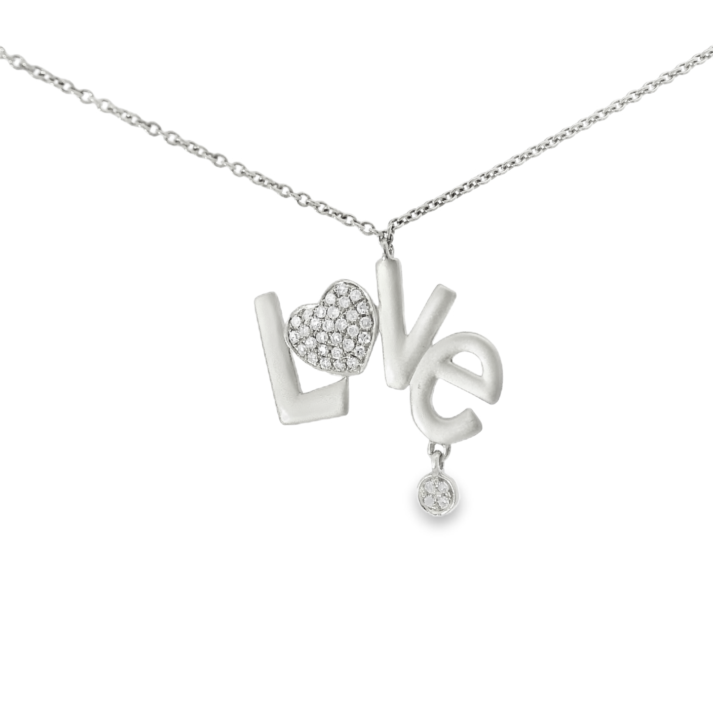 0.13ct Diamond Love Pendant 14k White Gold