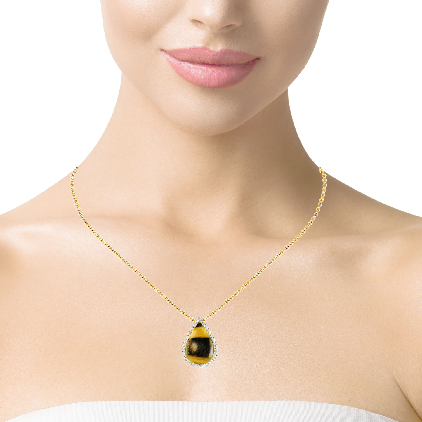 0.30CT Diamond Pendant 18k Yellow Gold