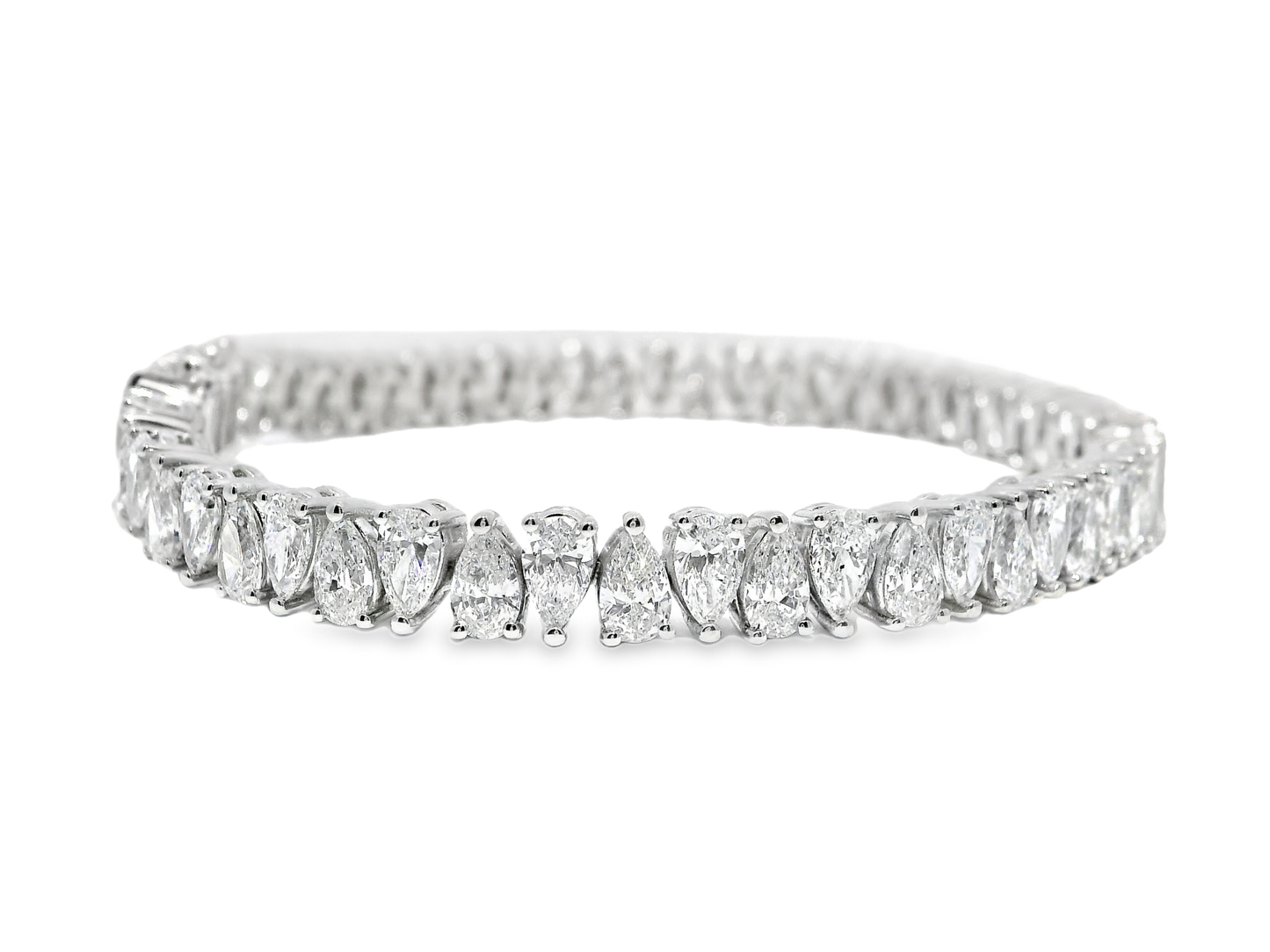 10.37CT Pear Shape Lab Diamond Bracelet 14k White Gold