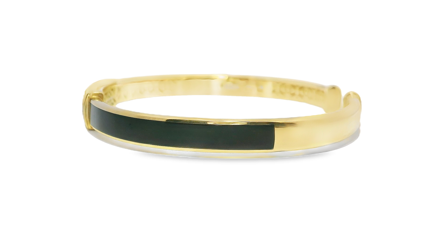 0.64CT Diamond Bangle with Black Enamel 18k Yellow Gold