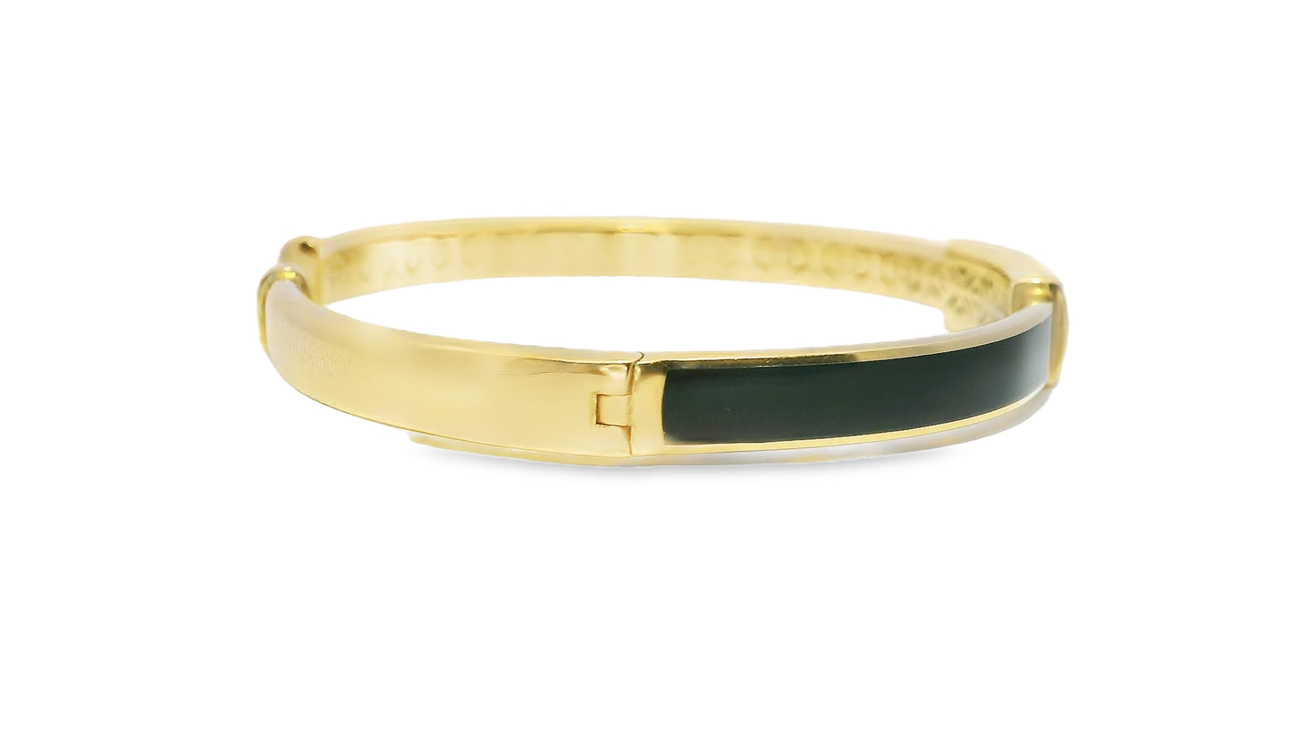 0.64CT Diamond Bangle with Black Enamel 18k Yellow Gold