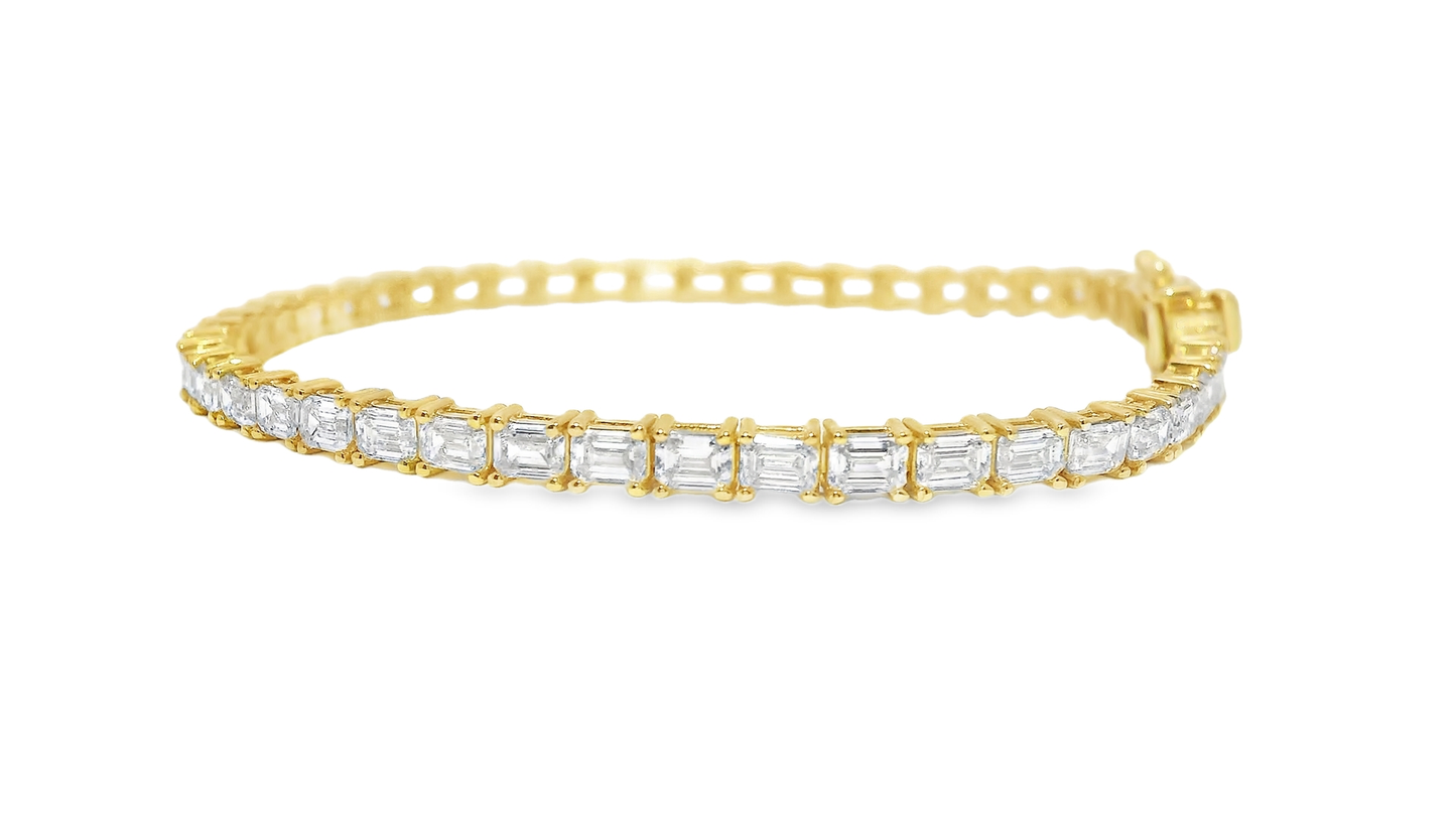 5.95CT Lab Diamond Emerald Cut Bracelet 14k Gold