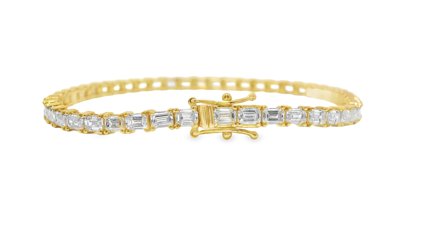 5.95CT Lab Diamond Emerald Cut Bracelet 14k Gold