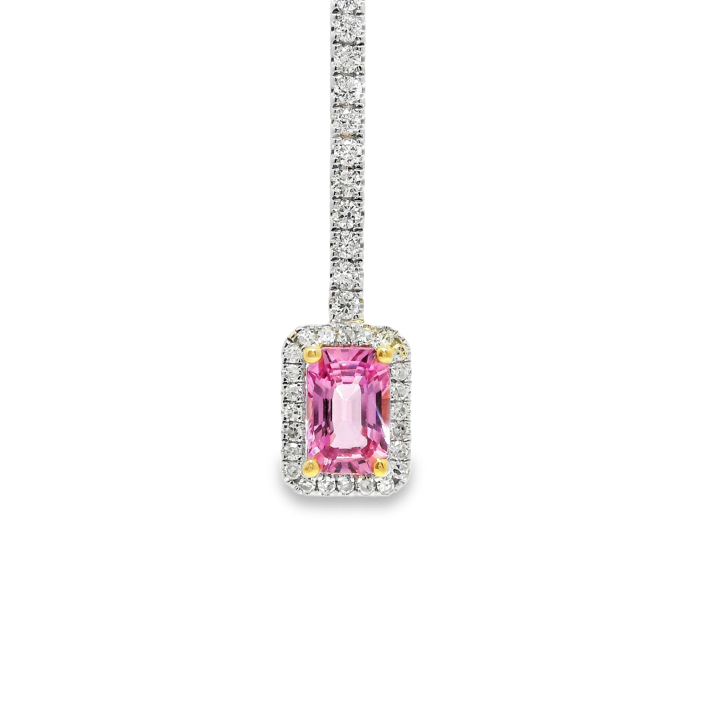 0.33CT Diamond 0.63CT Pink Sapphire Pendant 14k Yellow Gold
