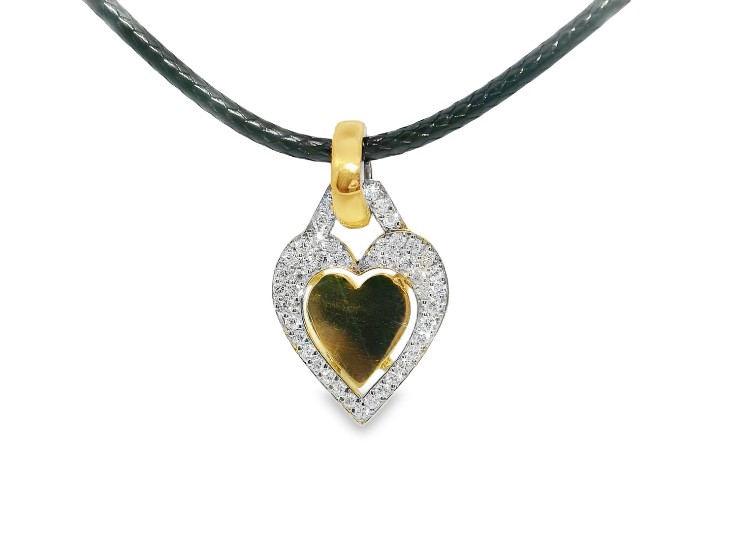 0.43CT Heart Charm Pendant 18k Yellow Gold